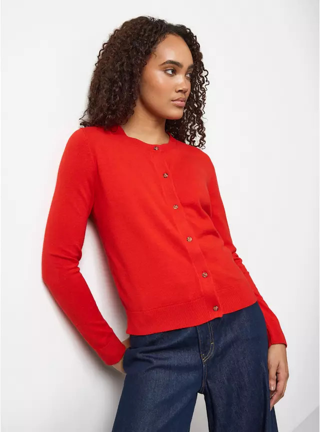Buy Red Soft Touch Button Cardigan 10 | Cardigans | Argos | argos.co.uk