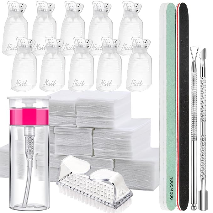 FANDAMEI Nail Polish Gel Remover Tools Kit, 10 Pcs Clear Nail Clips, 100ml Nail Polish Remover Bo... | Amazon (US)