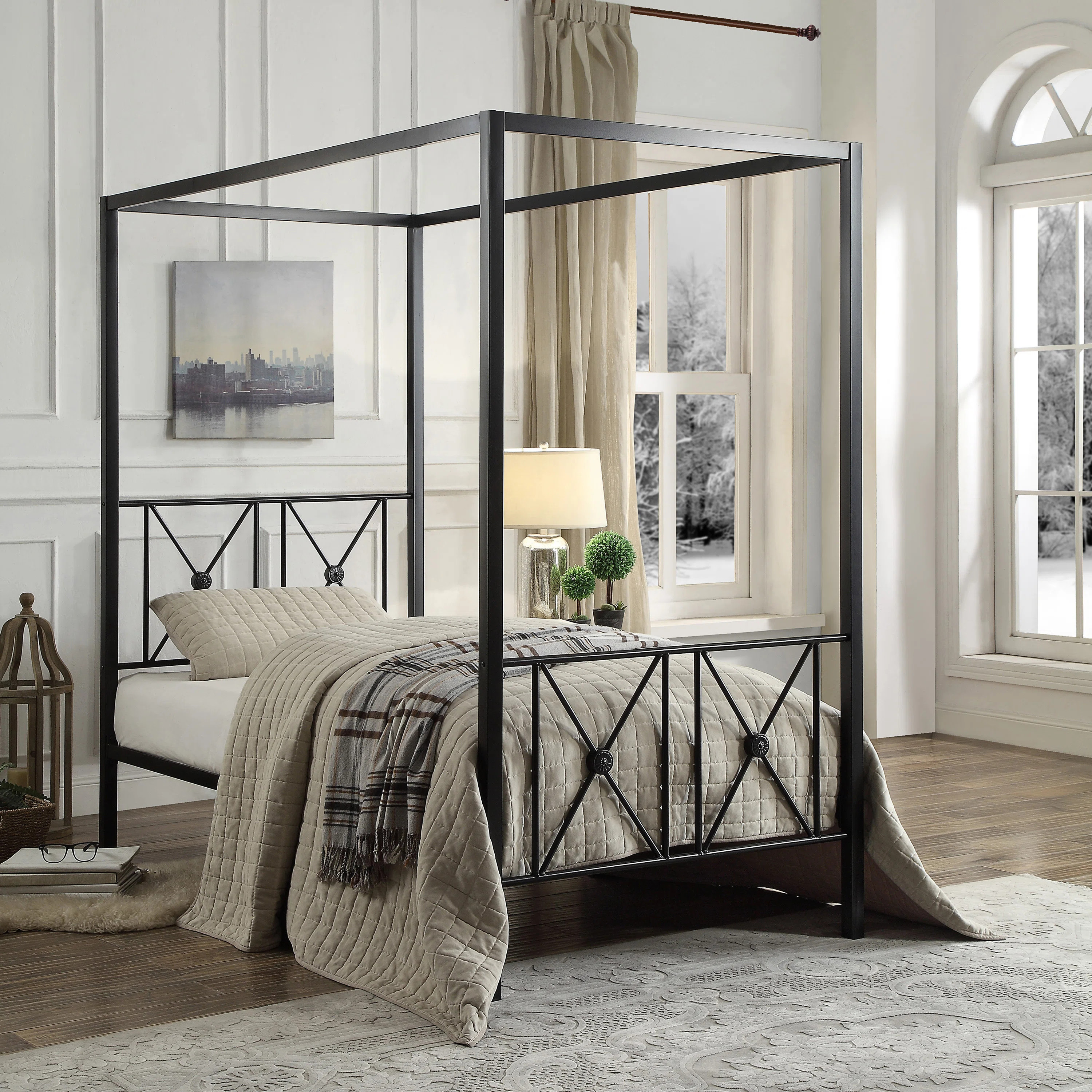 Charlton Home® Edmont Low Profile Canopy Bed & Reviews | Wayfair | Wayfair North America