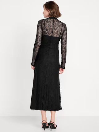 Mock Neck Lace Maxi Dress | Old Navy (US)