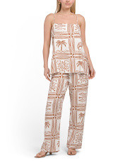 2pc Linen Blend Beach Print Top And Pants Set | The Vacation Shop | Marshalls | Marshalls