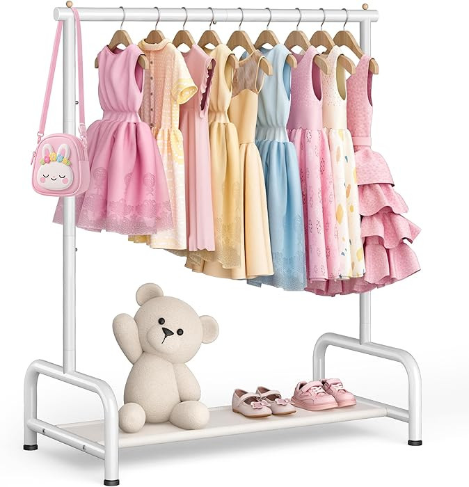 SLEEPING LAMB Kids Clothing Rack, Small Baby Clothes Rack with Bottom Storage Shelf, Kids Dress U... | Amazon (US)