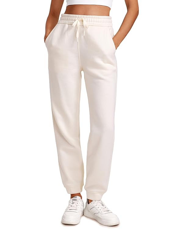 CRZ YOGA Cotton Fleece Lined Sweatpants Women High Waisted Warm Casual Lounge Jogger Pants with P... | Amazon (US)