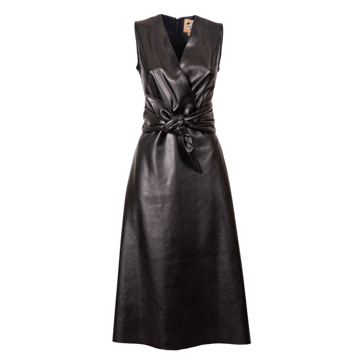 Black Sleeveless Faux Leather Midi Dress | Wolf & Badger (US)