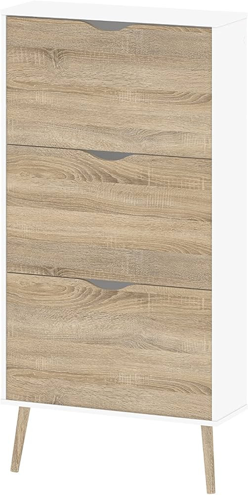 Tvilum Diana 3 Drawer Shoe Cabinet, White/Oak Structure | Amazon (US)