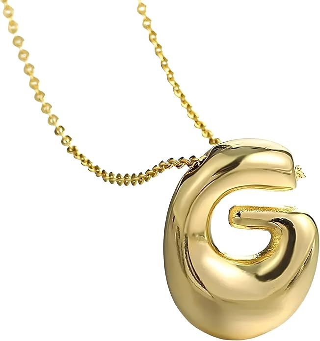 Gold Plated Color Chunky Balloon Bubble Initial Letter Pendant Choker Necklaces for Women Custom ... | Amazon (US)
