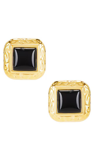 Square Gem Stud in Gold & Black | Revolve Clothing (Global)