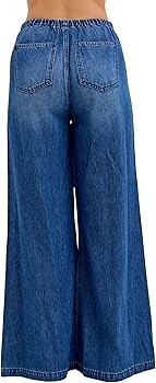 Judy Blue Women's High Rise Featherweight Drawstring Waist Wide Leg Palazzo Jeans | Amazon (US)