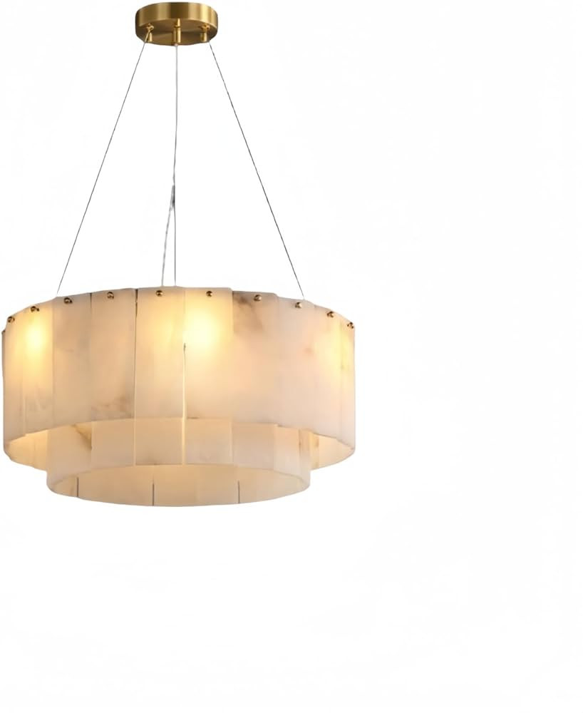 RUIBO Alabaster Chandelier,Nordic Round Natural Marble Pendant Lights,G9 Modern Dining Room Brass... | Amazon (US)
