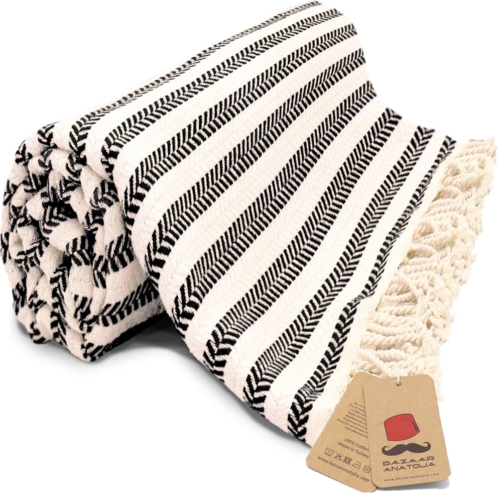 Bazaar Anatolia Turkish Beach Towel 100% Cotton Bath Towels Oversized Quick Dry Farmhouse Decor S... | Amazon (CA)