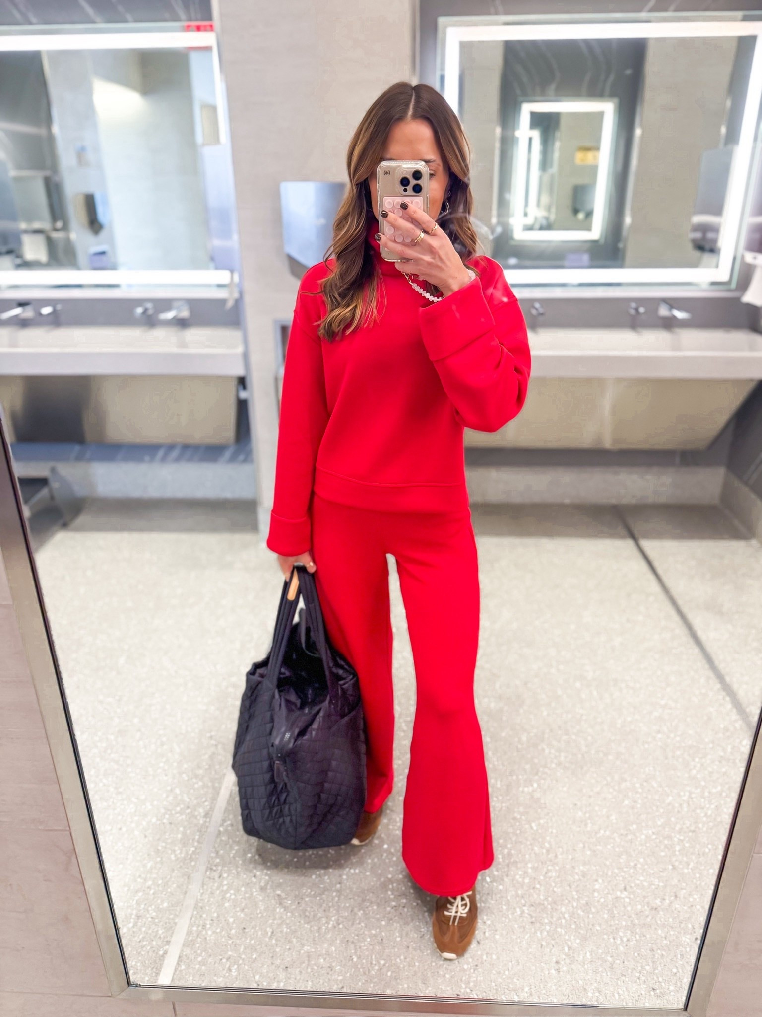 Spanx matching set in XS top and XS petite pants. MZ Wallace large tote - the best! Tory Burch suede sneakers, feels like you’re walking on a cloud! I went up half a size. My travel outfit. 


#LTKShoeCrush #LTKTravel #LTKHoliday