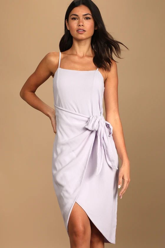Stay Sunny Lavender Faux Wrap Midi Dress | Lulus (US)