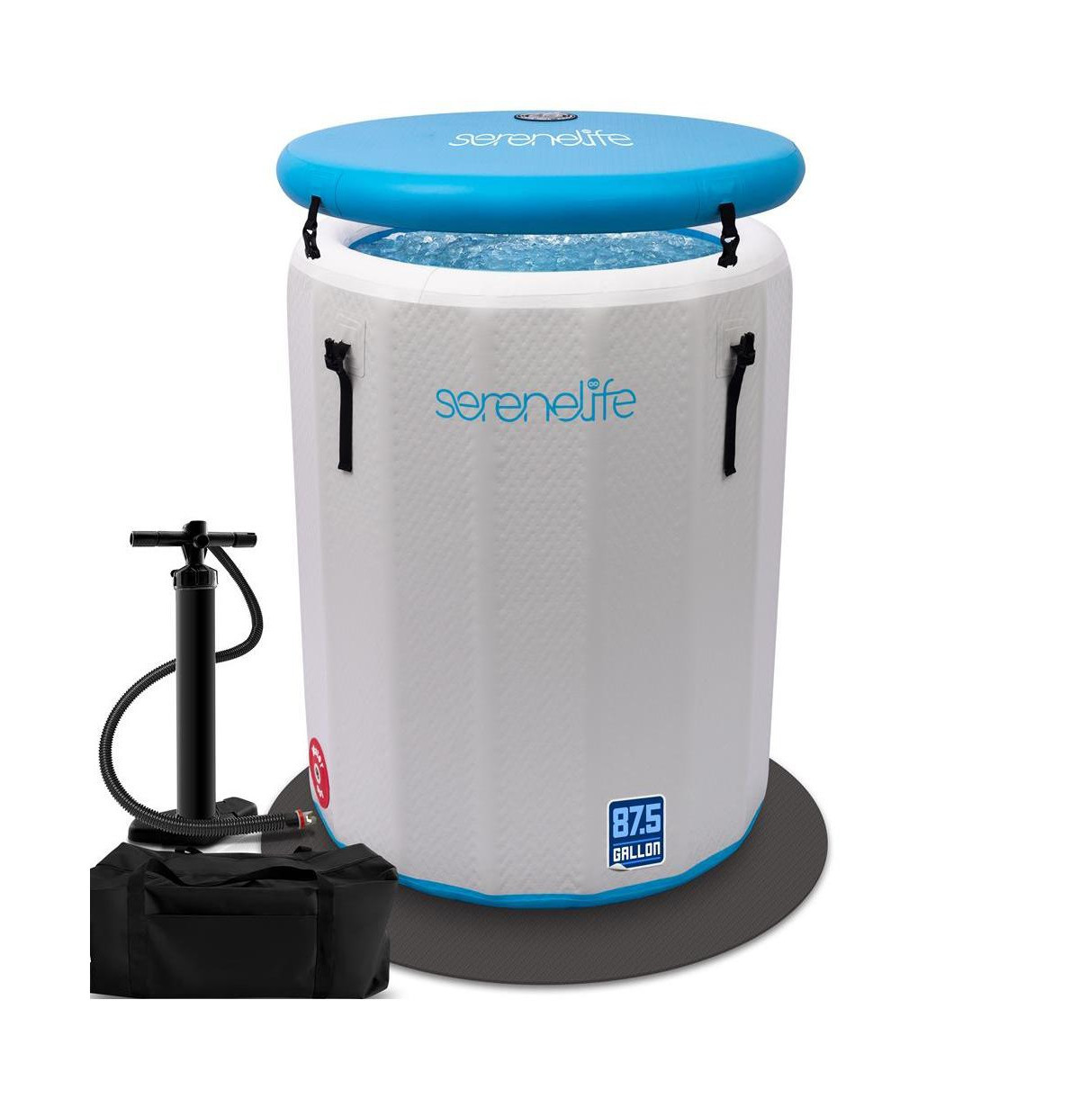 SereneLife Inflatable Cold Plunge Tub with Lid and Insulated Design, Black - White | Macy's