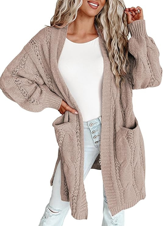 Dokotoo Long Cardigans for Women Open Front Long Sleeves Lightweight Fall Sweaters with Pockets | Amazon (US)