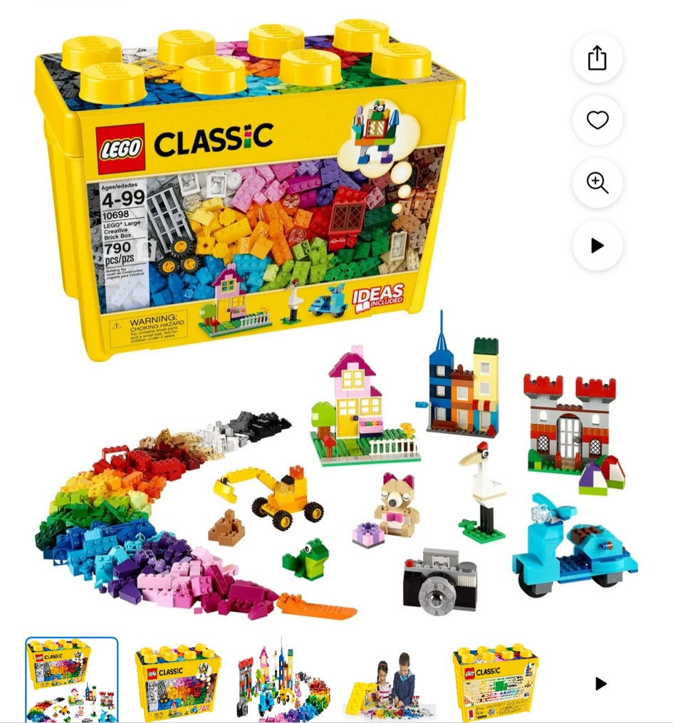 LEGO Classic Large Creative Brick Box 10698 Play and Be Inspired by LEGO Masters, Toy Storage Solution for Home or Classrooms, Interactive Building Toy for Kids, Boys, and Girls