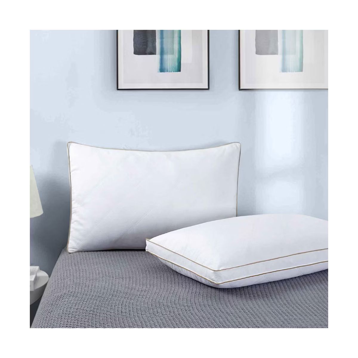 Peace Nest Goose Feather Down Pillow White Quilted Cotton Cover Set of 2 | Target