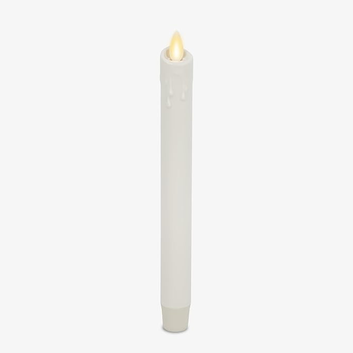 Luminara White Single Wax Drip Flameless Candle Tapers (1 x 9.5 inch), Moving Flame LED Candle Unscented Real Wax with Dripped Top Timer Function, Table, Mantel, Holiday Decoration | Amazon (US)