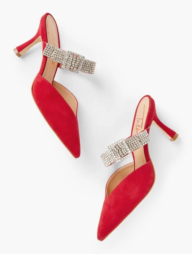 Evelyn Buckle Suede Mules | Talbots