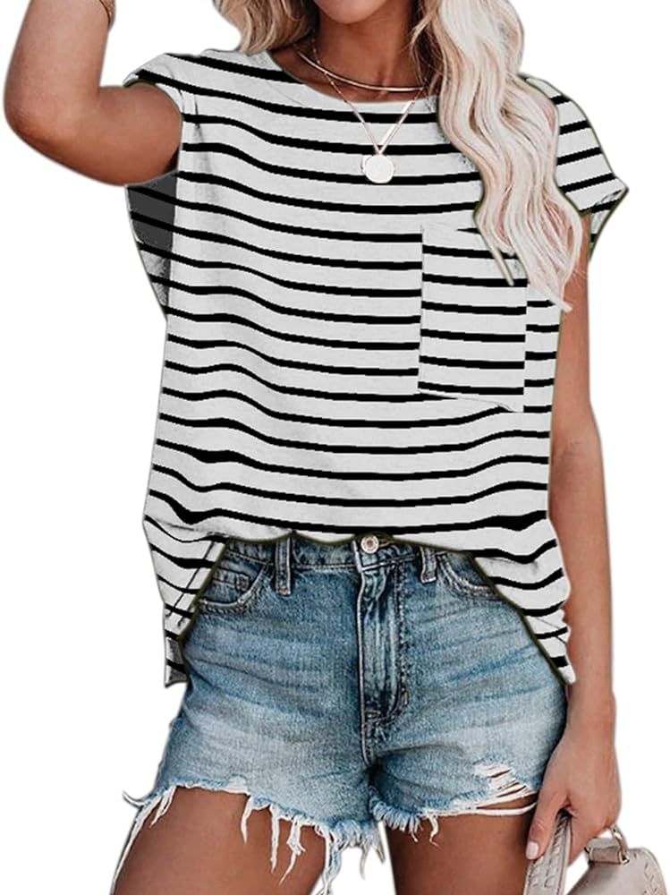 ANCAPELION Women’s Casual Shirt Summer Short Sleeve Round Neck T-Shirt Basic Tee Tunic Top Fit ... | Amazon (CA)