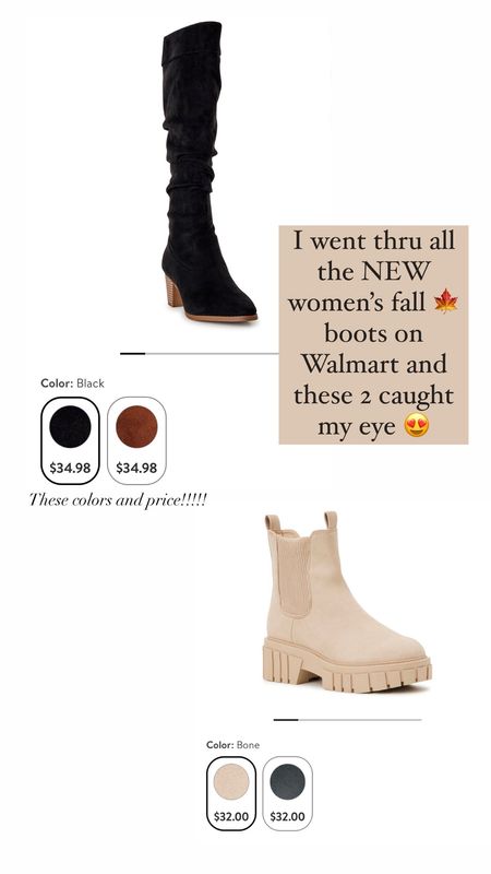 Walmart women’s fall boots | walmart new arrivals | walmart fashion find | under $35 | over the knee boots | slouchy boot | chunky lug Chelsea boot

#LTKunder50 #LTKFind #LTKshoecrush