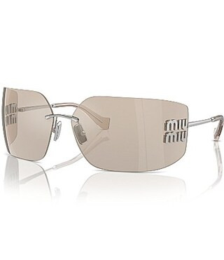 Miu Miu Women's MU 54YS80-Z 80mm Wrap Mirrored Sunglasses - Silver/Ivory Mirror | Dillard's