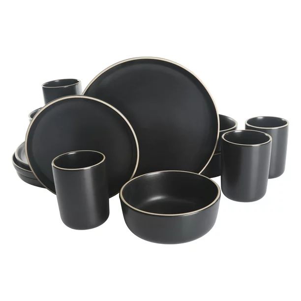 Gap Home 16-Piece Round Black Stoneware Dinnerware Set - Walmart.com | Walmart (US)