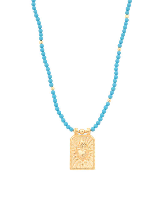 Made In India 18k Gp Sterling Turquoise Heart Pendant Necklace | TJ Maxx