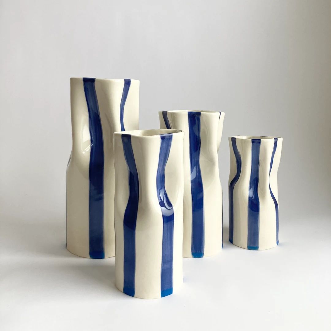 Ceramic Vase With Stripes - Etsy | Etsy (US)