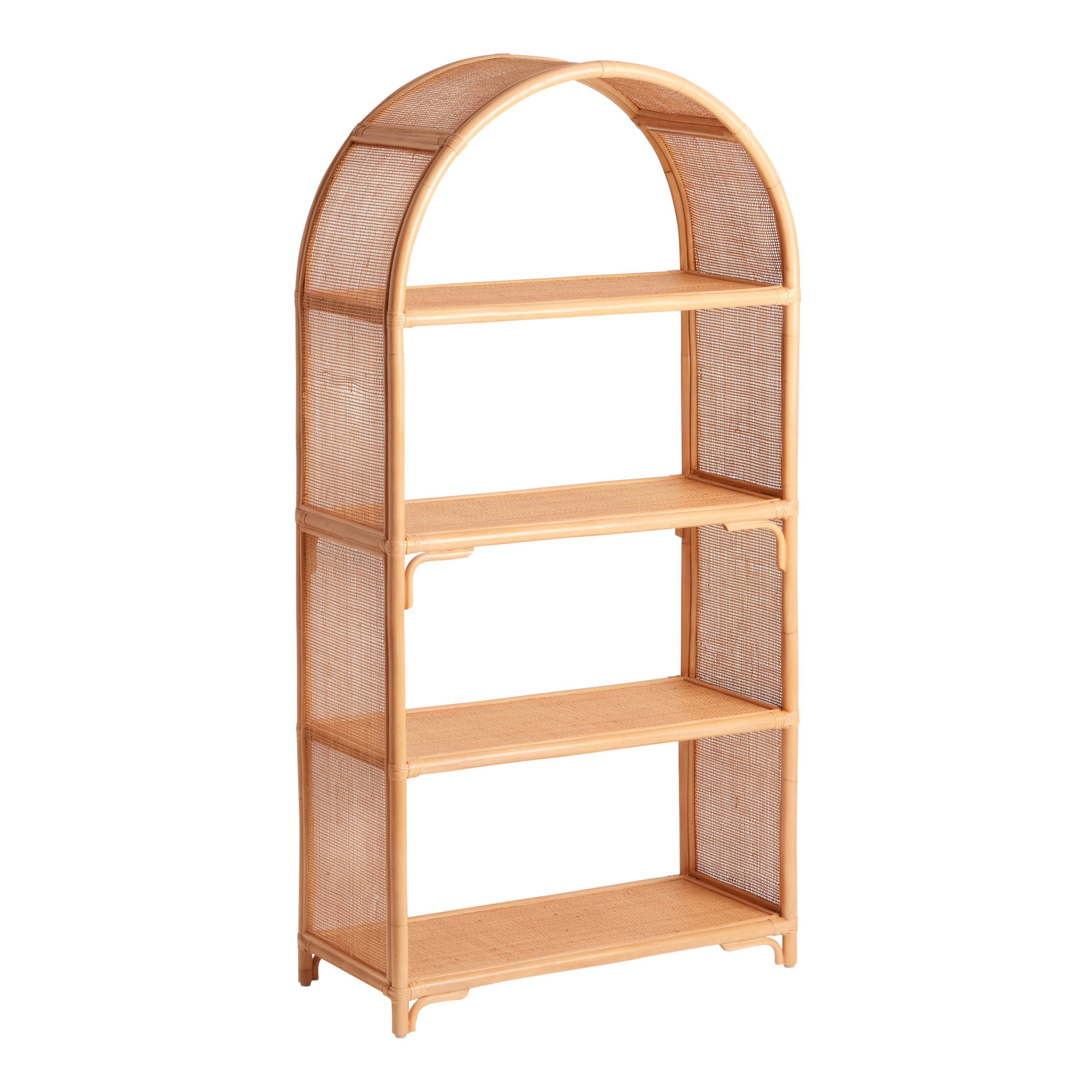 Darlene Tall Rattan Arch Bookshelf | World Market