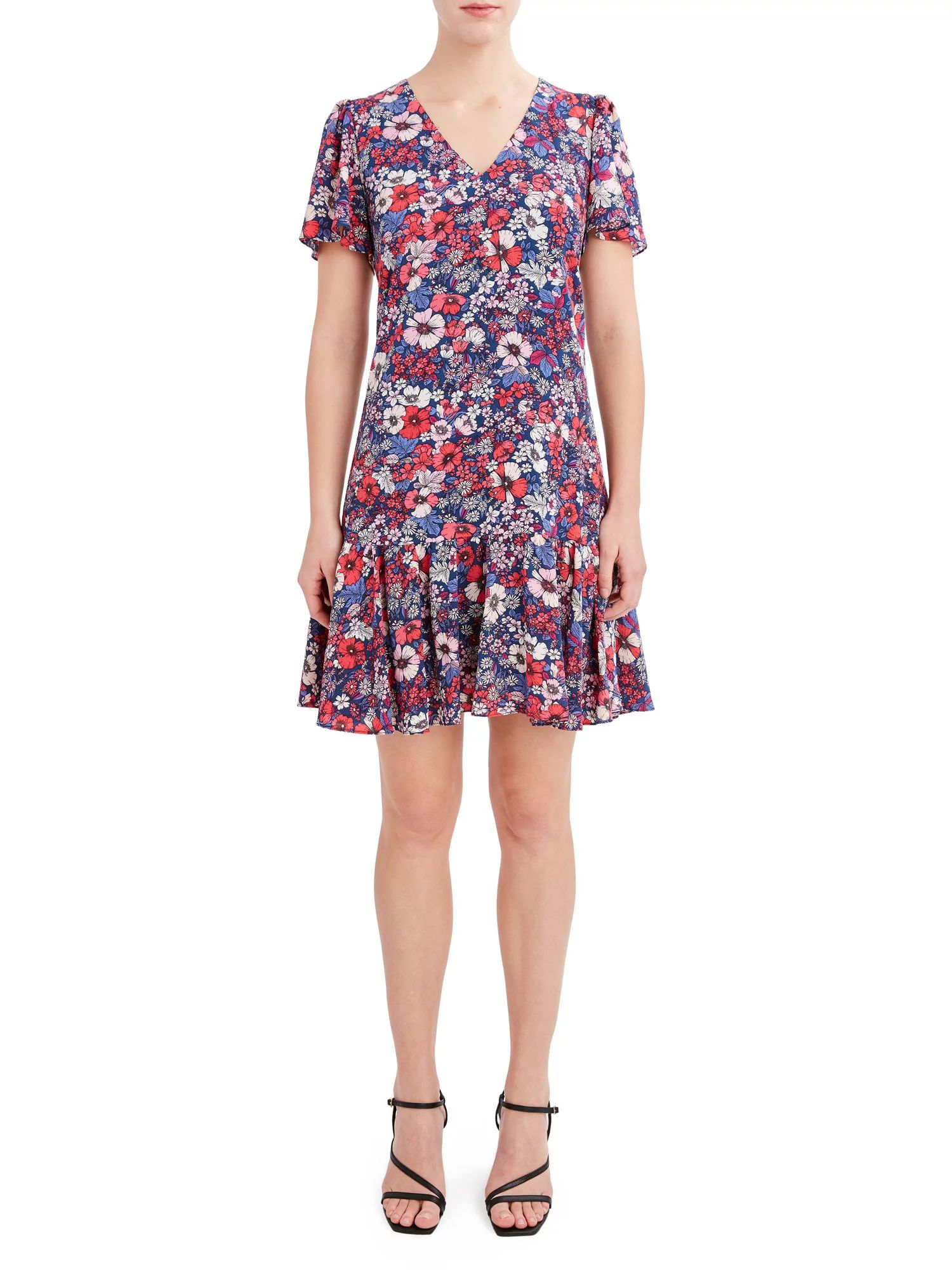 BCBG Paris Women's Short Sleeve Flounce Hem Dress | Walmart (US)