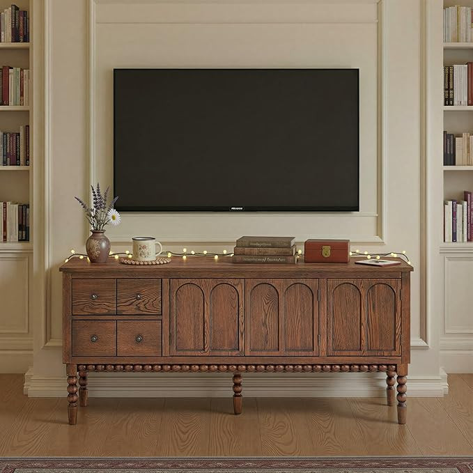 Pembroke 65” Cottage Entertainment Console, TV Stand or Dining Server, Spindle Leg Media Cabine... | Amazon (US)