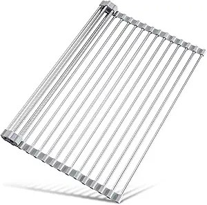 Tomorotec 17.7" x 15.5" Large Over Sink Drying Rack, Dish Drying Rack Roll Up Sink Cover Organize... | Amazon (US)