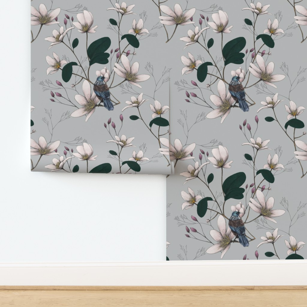 Tui botanicals Wallpaper bywestcentralstudio | Spoonflower