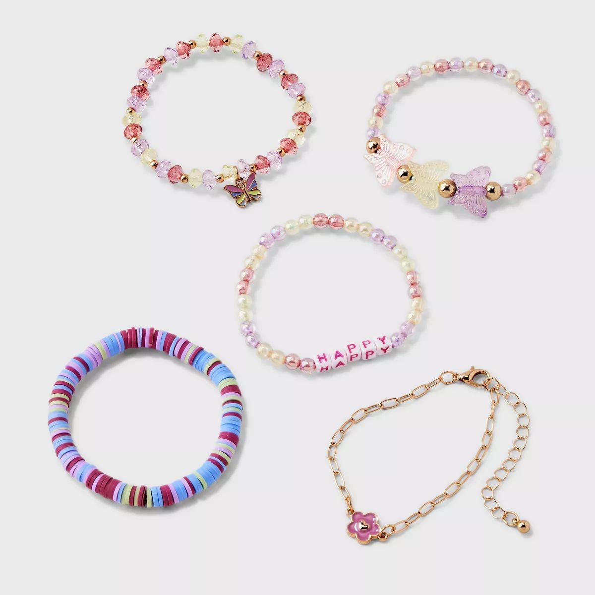 Girls' 5pk Happy Beads Butterfly Bracelet Set - Cat & Jack™ | Target