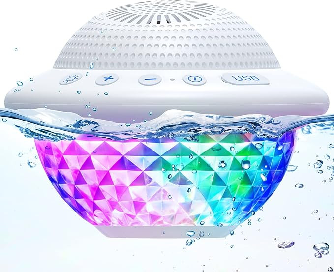 Floating Pool Speakers with Colorful LED Lights, IPX7 Waterproof Hot Tub Bluetooth Speaker, 10W S... | Amazon (US)
