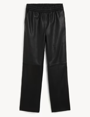 Leather Straight Leg Trousers | Marks & Spencer (UK)