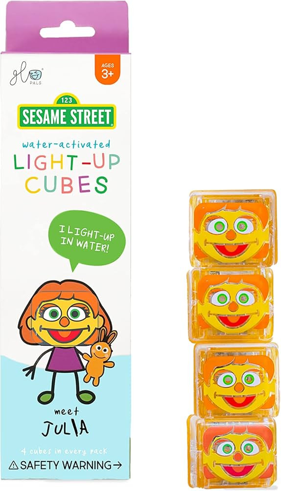 Glo Pals x Sesame Street Water-Activated Light-Up Cubes for Sensory Play (Julia - Orange) | Amazon (US)