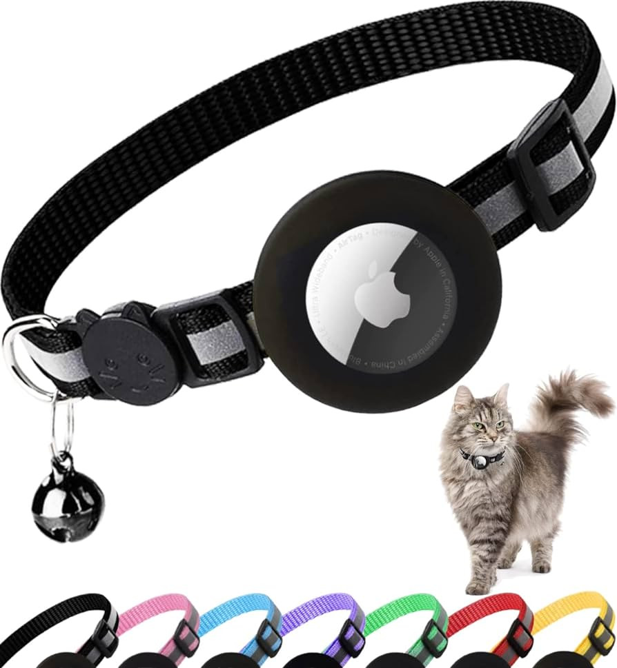Airtag Cat Collar Breakaway, Reflective Kitten Collar with Apple Air Tag Holder and Bell for Girl... | Amazon (US)