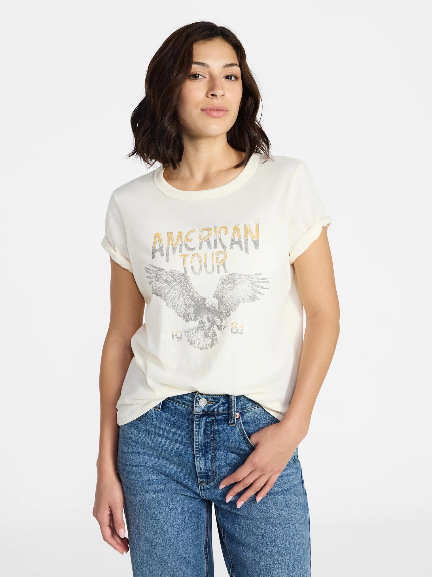 Women's Vintage Inspired Band Tour Graphic Tee with Short Sleeves, Sizes XXS-XXL | Walmart (US)