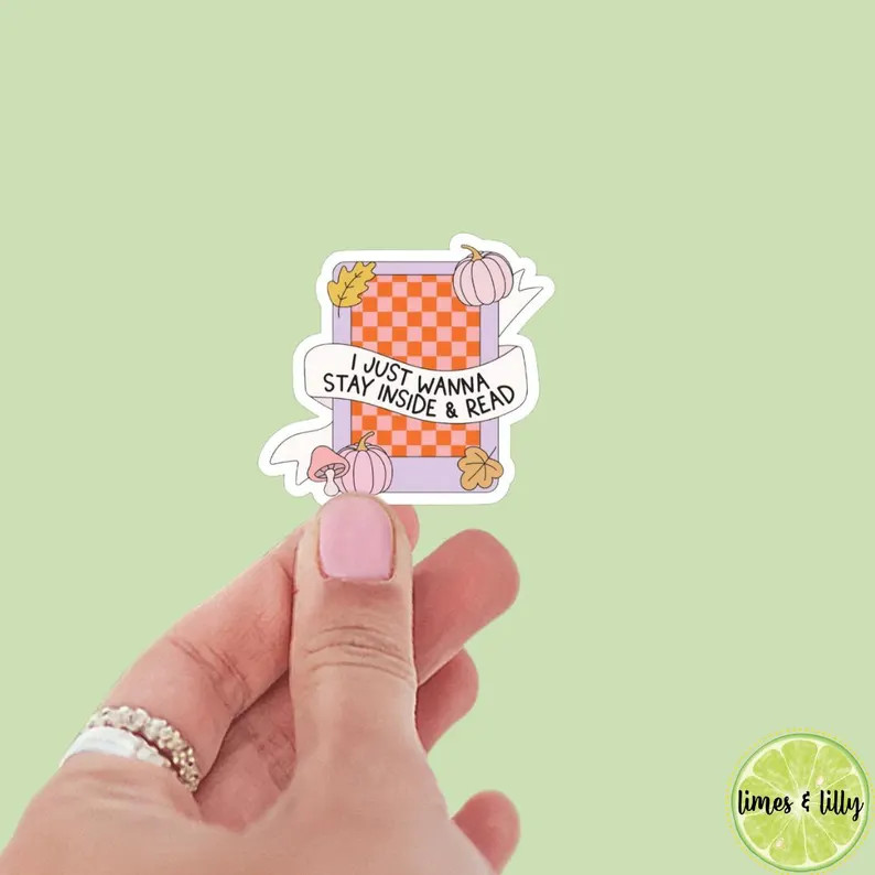 I Just Wanna Stay Inside and Read Kindle Fall Sticker Water Bottle Sticker Bookish Stickers Kindl... | Etsy (US)