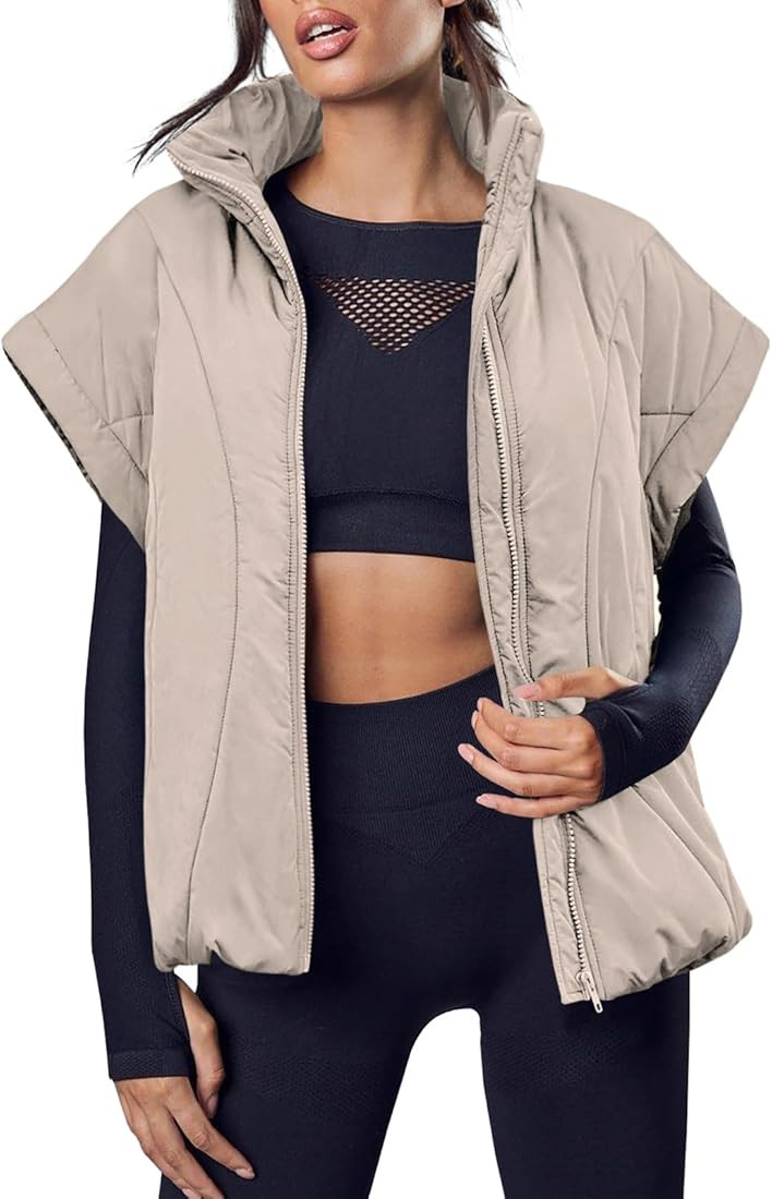Imily Bela Women's Winter Puffer Vest Quilted Stand Collar Zip Up Padded Gilet Coat Outwear with ... | Amazon (US)