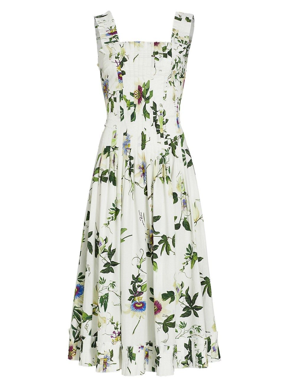 Oscar de la Renta Pleated Passionflower Midi-Dress | Saks Fifth Avenue
