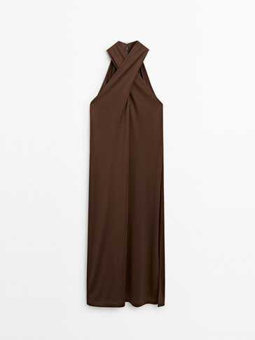 Crossover halterneck dress | Massimo Dutti US