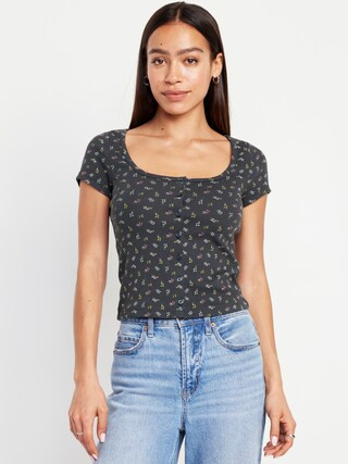 Rib-Knit Button-Down Top | Old Navy (US)