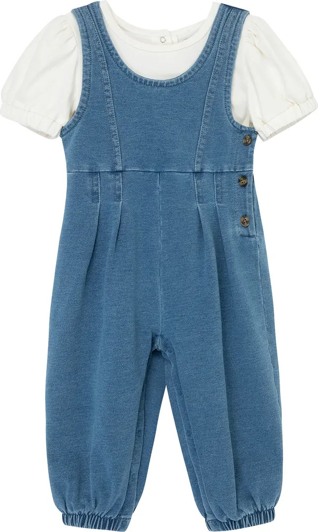 Habitual Kids Puff Sleeve Top & Denim Jumpsuit Set | Nordstrom | Nordstrom