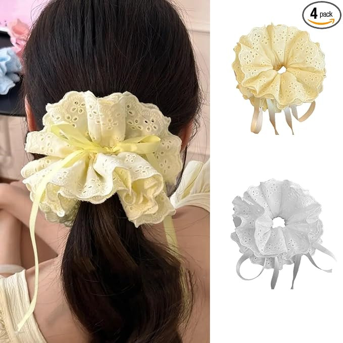 papasgix Large Scrunchies for Women Adjustable Big Glossy Scrunchie for Thick Hair Bow Jumbo Scru... | Amazon (US)