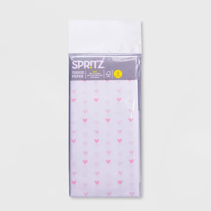 8ct Heart Print Pegged Tissue Paper Pink - Spritz™ | Target