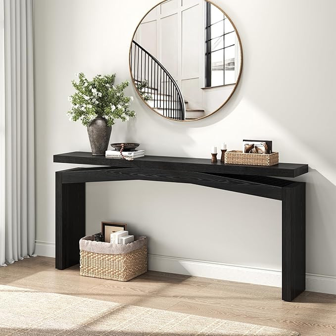 Epecoya 63-Inch Black Console Tables for Entryway, Wooden Sofa Console Table Behind Couch Mid Cen... | Amazon (US)