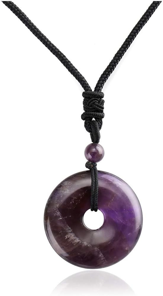 JSDDE Natural Crystal Donut Pendant Necklace Reiki Healing Stone Lucky Coin Necklaces for Women M... | Amazon (UK)