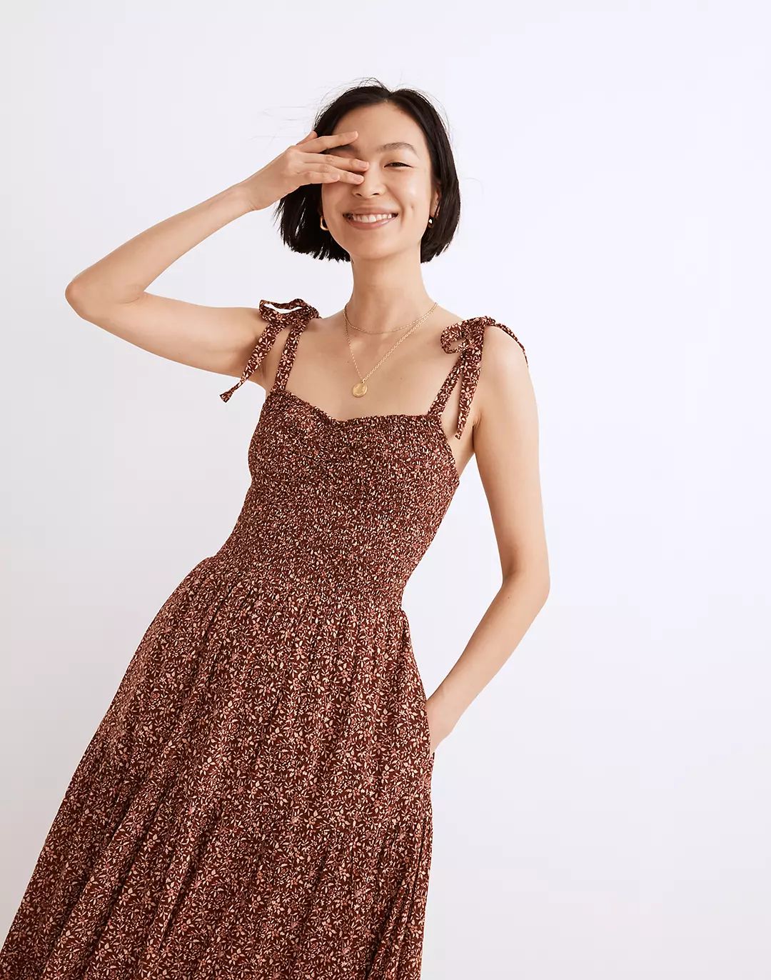 Lucie Tie-Strap Tiered Midi Dress in Florentine Floral | Madewell